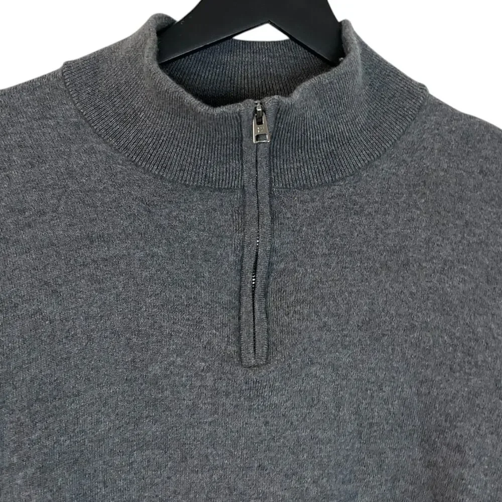 Banana Republic Italian Merino Wool Half Zip Sweater Gray Large